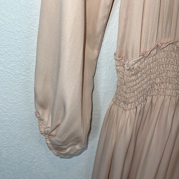NWT LoveShackFancy Smocked Washed Silk Maxi Dress In Powder Pink- Size XS - Picture 7 of 15